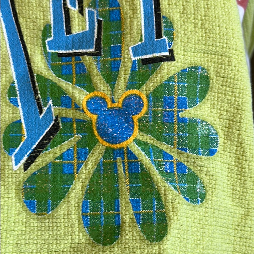 Vintage 80’s 90’s Mickey Mouse Lime Green & Blue Lightweight Sweatshirt - Picture 8 of 8